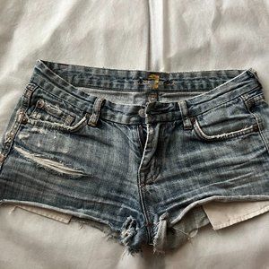 7 For All Mankind Denim Blue Shorts A Pocket Size 28